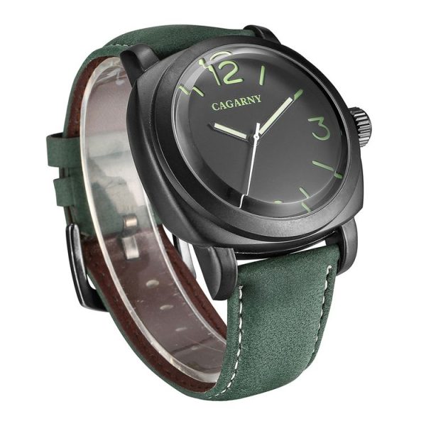 CAGARNY 6833 Fashionable Concise Three Needles Quartz Wrist Watch with Leather Band & 24-hour Indication & Calendar Function for Couples (Green Scale) - Image 4