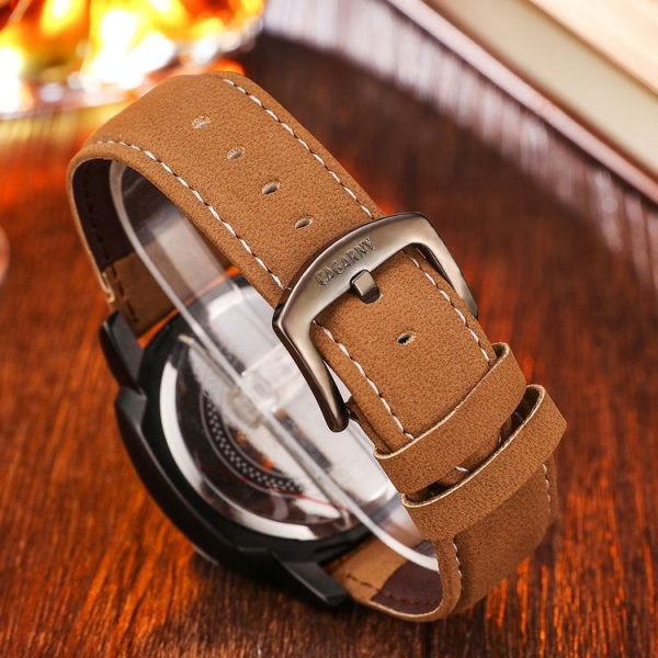 CAGARNY 6833 Fashionable Five Needles Quartz Sport Wrist Watch with Leather Band for Men (Red Scale) - Image 4