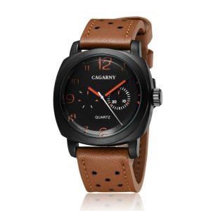 CAGARNY 6833 Fashionable Quartz Five Needles Sport Wrist Watch with Leather Band for Men