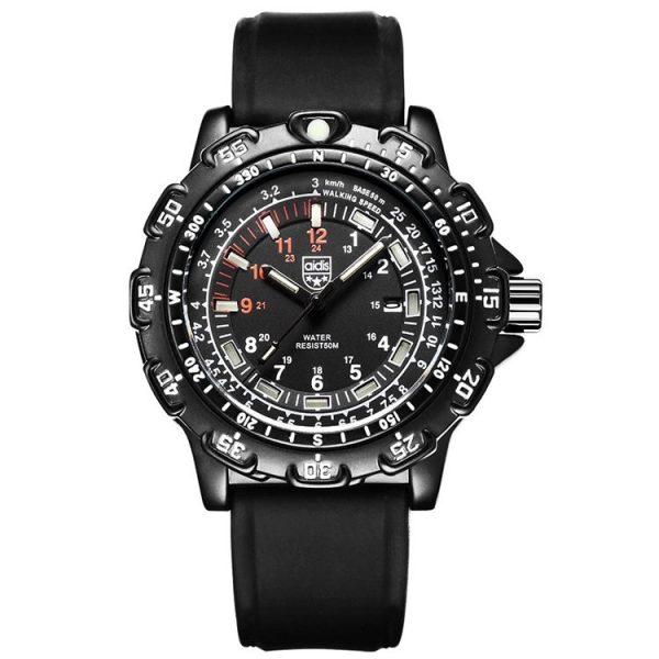 Addies MY-049 Outdoor Sports Multifunctional Waterproof Luminous Watch Silicone Watchstrap Watch for Men (Black) - Image 2