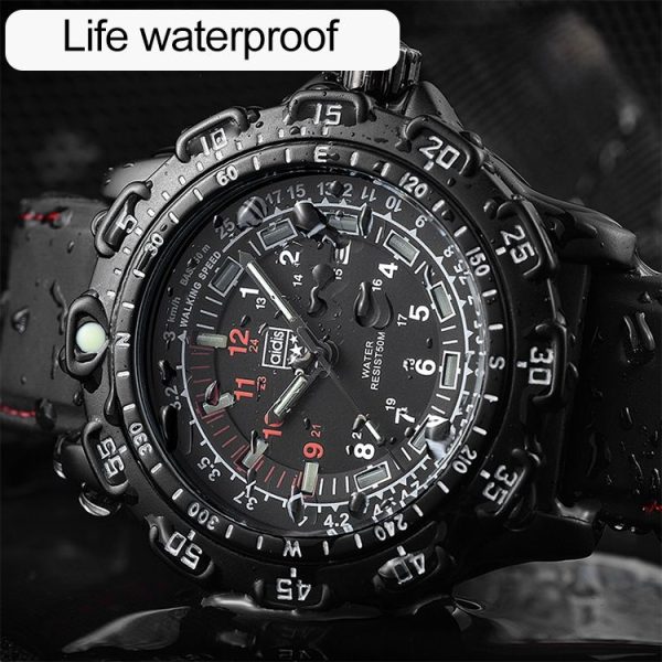Addies MY-049 Outdoor Sports Multifunctional Waterproof Luminous Watch Silicone Watchstrap Watch for Men (Black) - Image 4