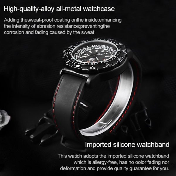 Addies MY-049 Outdoor Sports Multifunctional Waterproof Luminous Watch Silicone Watchstrap Watch for Men (Black) - Image 7