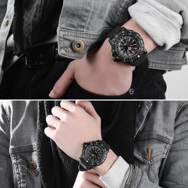 Addies MY-049 Outdoor Sports Multifunctional Waterproof Luminous Watch Silicone Watchstrap Watch for Men (Black) - Image 9