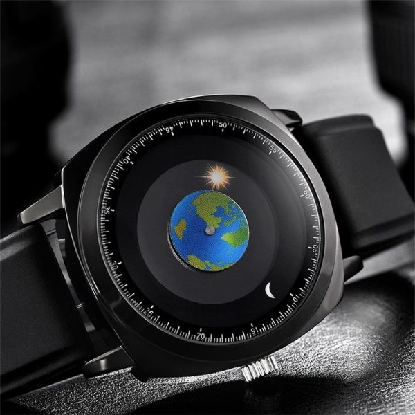 Addies MY-1704 Earth Pattern Silicone Strap Watch for Men, Support Life Waterproof - Image 5