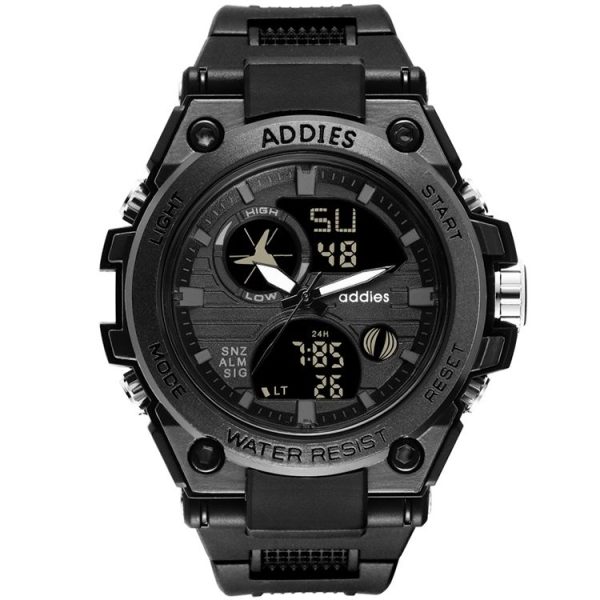 Addies MY-1818 Luminous Three-window LED Outdoor Sports Multi-function Electronic Watch for Men, Support Calendar / Alarm Clock / Timer (Black) - Image 2