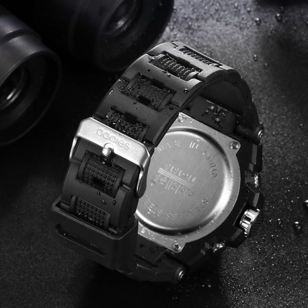 Addies MY-1818 Luminous Three-window LED Outdoor Sports Multi-function Electronic Watch for Men, Support Calendar / Alarm Clock / Timer (Black) - Image 4