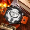 CAGARNY 6819 Fashionable Multifunctional Dual Time Zone Quartz Business Sport Wrist Watch with Leather Band & GMT Time & Calendar & Luminous Display for Men (Black Case) - Image 3