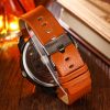 CAGARNY 6819 Fashionable Multifunctional Dual Time Zone Quartz Business Sport Wrist Watch with Leather Band & GMT Time & Calendar & Luminous Display for Men (Black Case) - Image 4