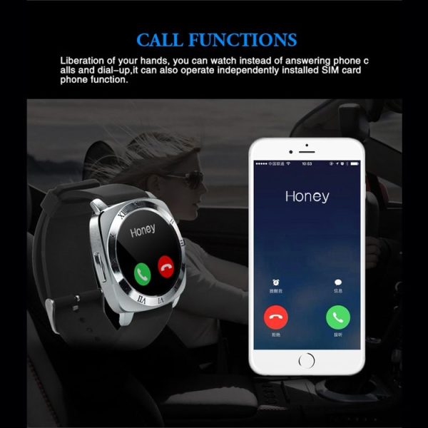X5 1.33 inch Full IPS Capacitive Round Touch Screen Bluetooth 3.0 Silicone Strap Smart Watch Phone With Micro SIM Card Slot for All Android Smartphones, Support FM Radio / Pedometer / Remote Camera / Sleep Monitoring / Sedentary Reminder / Security Anti-loss Function, etc (Rose Gold) - Image 11