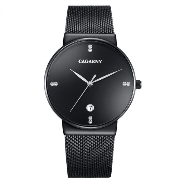 CAGARNY 6817 Living Waterproof Round Dial Quartz Movement Alloy Case Fashion Watch Quartz Watches with Steel Band (Black) - Image 2