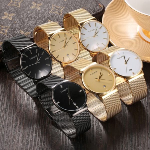 CAGARNY 6817 Living Waterproof Round Dial Quartz Movement Alloy Case Fashion Watch Quartz Watches with Steel Band (Black) - Image 6