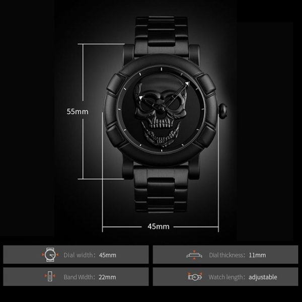 SKMEI 9178 Skull Pattern Multifunctional Outdoor Men Fashion Waterproof Quartz Wrist Watch (Silver) - Image 4