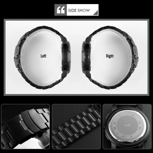 SKMEI 9178 Skull Pattern Multifunctional Outdoor Men Fashion Waterproof Quartz Wrist Watch (Silver) - Image 5