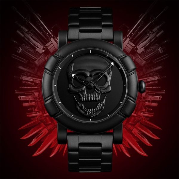SKMEI 9178 Skull Pattern Multifunctional Outdoor Men Fashion Waterproof Quartz Wrist Watch (Silver) - Image 7