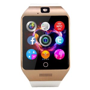 Q18S 1.54 inch IPS Screen MTK6260A Bluetooth 3.0 Smart Watch Phone, Pedometer / Sedentary Reminder / Sleeping Monitor / Anti-Loss / Remote Camera / GSM / 0.3M Camera (White + Gold)
