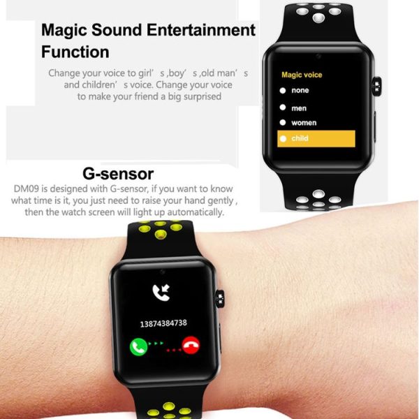 DOMINO DM09 Plus Watch Phone, 128MB+64MB, 1.54 inch IPS Screen MTK2502C-ARM7, Silicone Watch Band, Bluetooth 4.0, Network: 2G, Support Pedometer / Text to Speech / Sleep Monitor / Sedentary Reminder / Anti-lost / Voice Changer / Notification Reminder / Voice Interaction / Remote Capture (Black + Black & Yellow) - Image 13