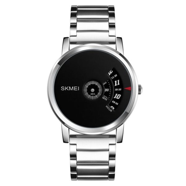 SKMEI 1260 Fashion Creative Pointer 30m Waterproof Quartz Wrist Watch with Stainless Steel Watchband (Silver+Black) - Image 2