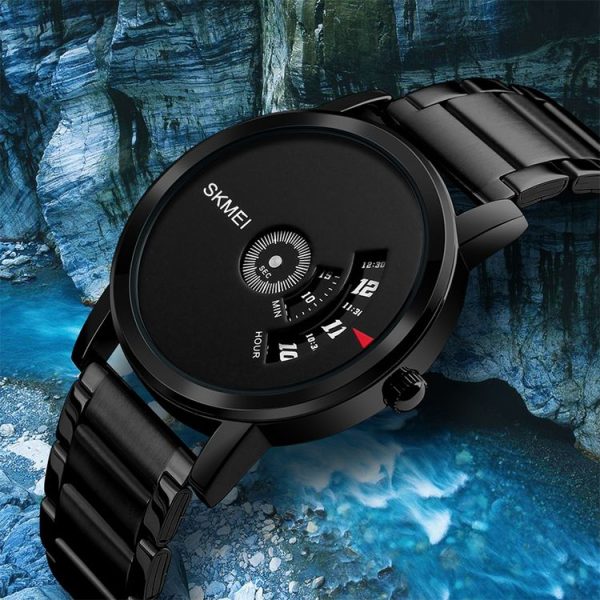 SKMEI 1260 Fashion Creative Pointer 30m Waterproof Quartz Wrist Watch with Stainless Steel Watchband (Silver+Black) - Image 8