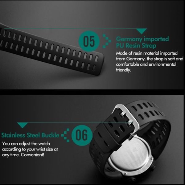 SKMEI 1251 Men Fashionable Outdoor 50m Waterproof Sports Watch Digital Watch with PU Watchband (Blue) - Image 10