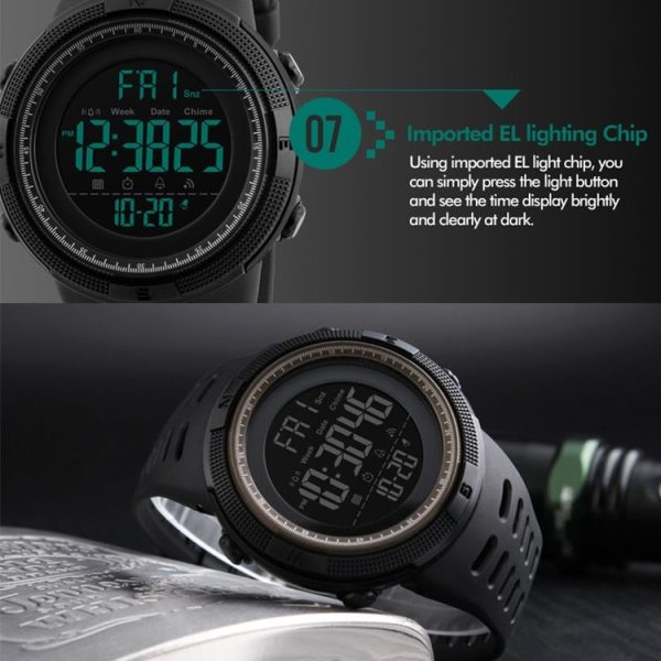 SKMEI 1251 Men Fashionable Outdoor 50m Waterproof Sports Watch Digital Watch with PU Watchband (Blue) - Image 11