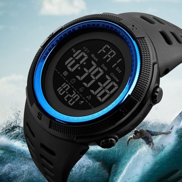 SKMEI 1251 Men Fashionable Outdoor 50m Waterproof Sports Watch Digital Watch with PU Watchband (Blue) - Image 12