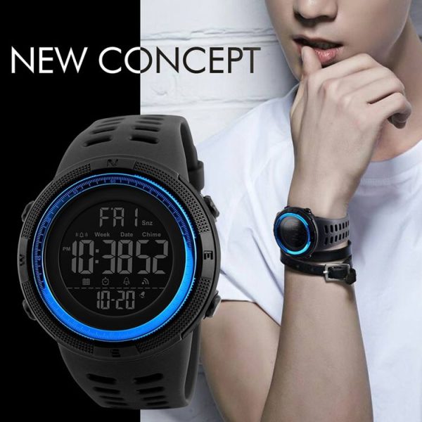 SKMEI 1251 Men Fashionable Outdoor 50m Waterproof Sports Watch Digital Watch with PU Watchband (Blue) - Image 14