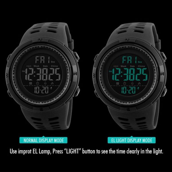 SKMEI 1251 Men Fashionable Outdoor 50m Waterproof Sports Watch Digital Watch with PU Watchband (Blue) - Image 5