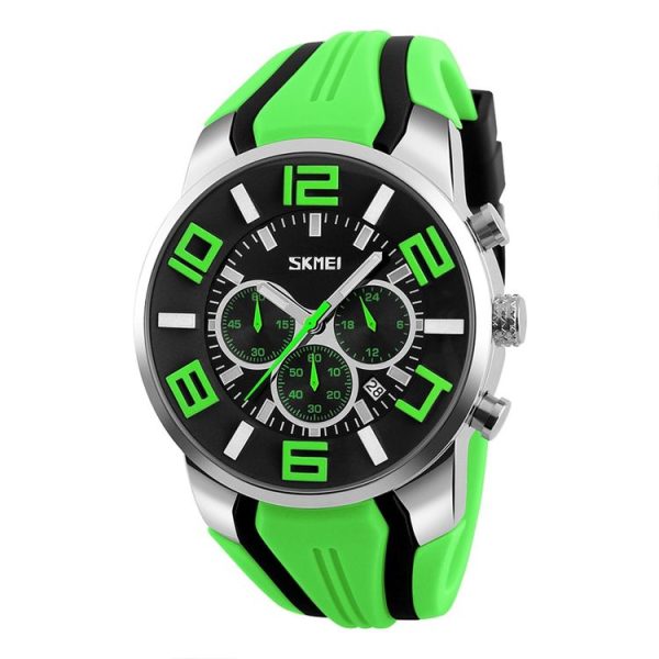 SKMEI 9128 Fashion Multifunctional 3D Large Dial Sports Wristwatch 30m Waterproof Quartz Watch (Green) - Image 2