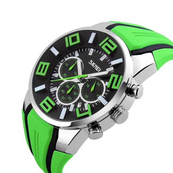 SKMEI 9128 Fashion Multifunctional 3D Large Dial Sports Wristwatch 30m Waterproof Quartz Watch (Green) - Image 3