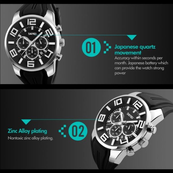 SKMEI 9128 Fashion Multifunctional 3D Large Dial Sports Wristwatch 30m Waterproof Quartz Watch (Green) - Image 5