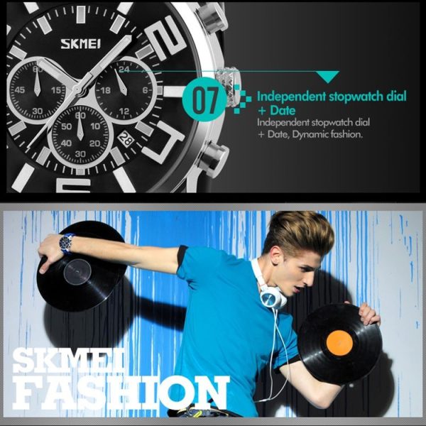 SKMEI 9128 Fashion Multifunctional 3D Large Dial Sports Wristwatch 30m Waterproof Quartz Watch (Green) - Image 8