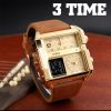 SKMEI 1391 Multifunctional Men Business Digital Watch 30m Waterproof Square Dial Wrist Watch with Leather Watchband (Brown) - Image 10