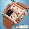 SKMEI 1391 Multifunctional Men Business Digital Watch 30m Waterproof Square Dial Wrist Watch with Leather Watchband (Brown) - Image 11