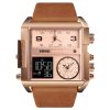 SKMEI 1391 Multifunctional Men Business Digital Watch 30m Waterproof Square Dial Wrist Watch with Leather Watchband (Brown) - Image 2