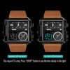 SKMEI 1391 Multifunctional Men Business Digital Watch 30m Waterproof Square Dial Wrist Watch with Leather Watchband (Brown) - Image 5