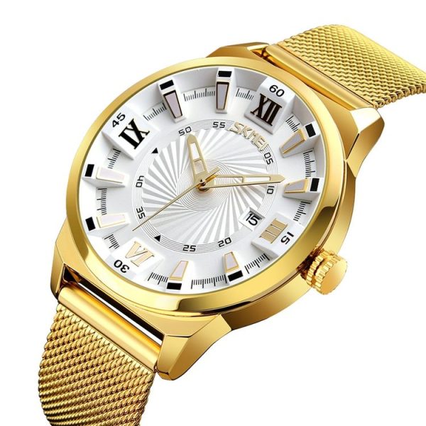 SKMEI 9166 Fashion Men Business Watch 30m Waterproof Metal Quartz Wristwatch (White) - Image 3