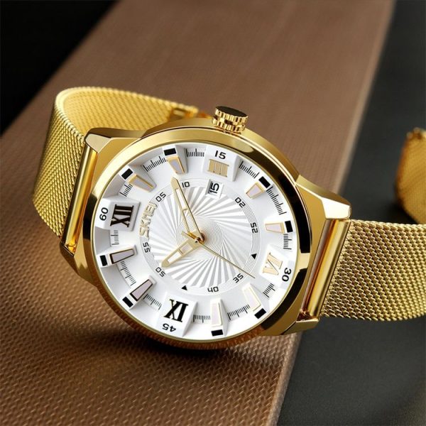 SKMEI 9166 Fashion Men Business Watch 30m Waterproof Metal Quartz Wristwatch (White) - Image 7