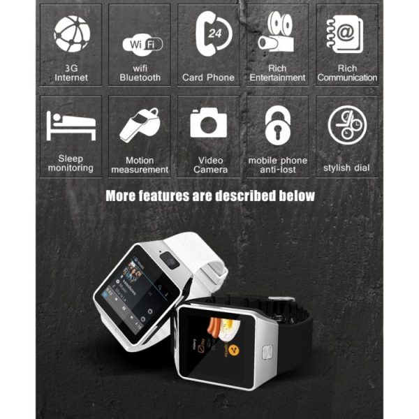 QW09 Smart Watch Phone, 512MB+4GB, 1.54inch LCD Capacitive Touch Screen Android 4.4.2, MTK6572A Dual Core, 1.2GHz, 3G / 2G Network, Support Pedometer / Bluetooth V4.0 / WiFi / Phone Anti-lost, with Silicone Strap (White) - Image 11