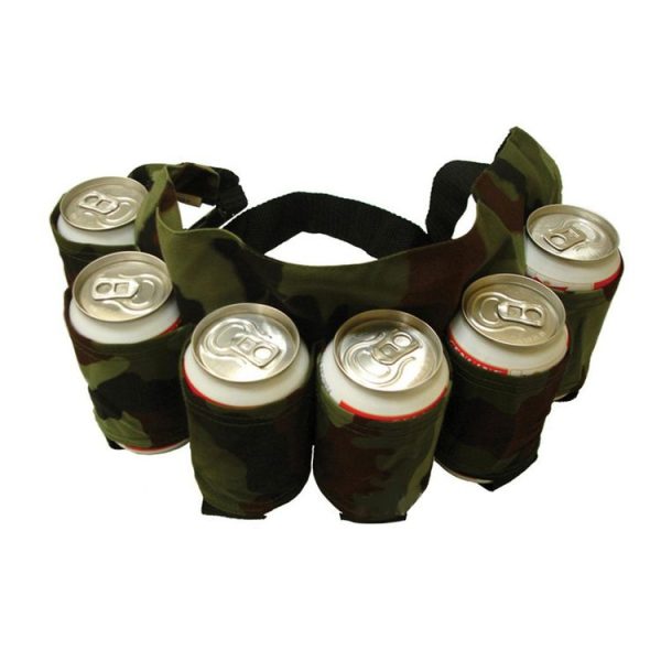 Portable Outdoor Beer Mountaineering Belt 6 Holds Minimalist Stylish Style Multi-function Outdoor Sports Running Hiking Riding Travelling Belt (Black) - Image 4