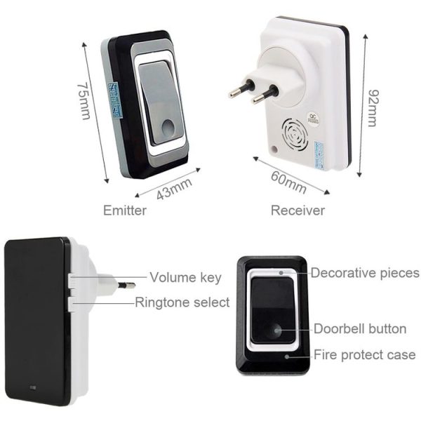 SAFUL K108 Waterproof Wireless Smart Doorbell, One Transmitter One Receiver, EU Plug - Image 5