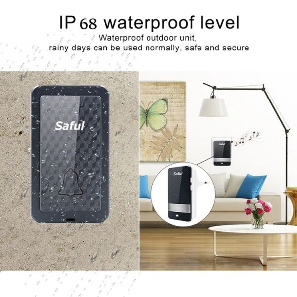 Saful TS-K106 IP68 Waterproof 4-Level Ring Tone Adjustable Wireless Intelligent Self-generating Doorbell with 28 First Ringtones - Image 8