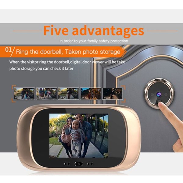 DD1 Smart Electronic Cat Eye Camera Doorbell with 2.8 inch LCD Screen, Support Infrared Night Vision (Silver) - Image 5