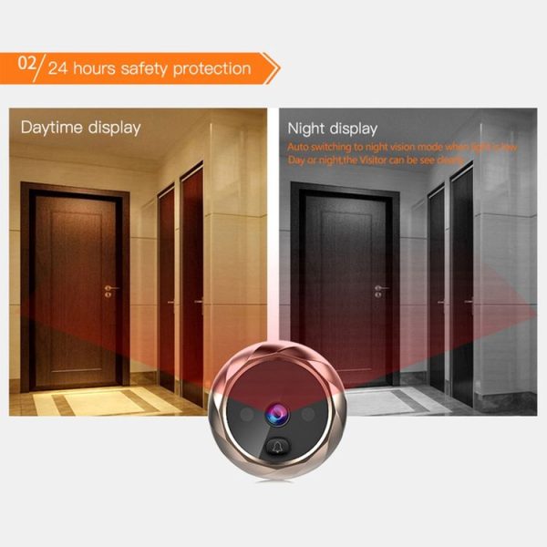 DD1 Smart Electronic Cat Eye Camera Doorbell with 2.8 inch LCD Screen, Support Infrared Night Vision (Silver) - Image 6