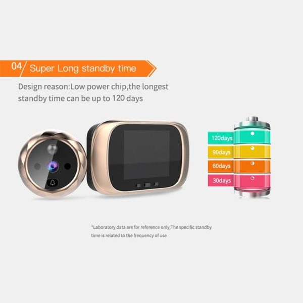 DD1 Smart Electronic Cat Eye Camera Doorbell with 2.8 inch LCD Screen, Support Infrared Night Vision (Silver) - Image 8