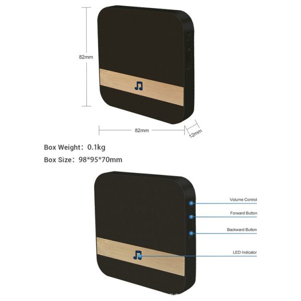 B10 52 Chimes 110dB Doorbell Receiver Low Power Consumption Home Door Tools, EU Plug, AC 90-260V (Black) - Image 4