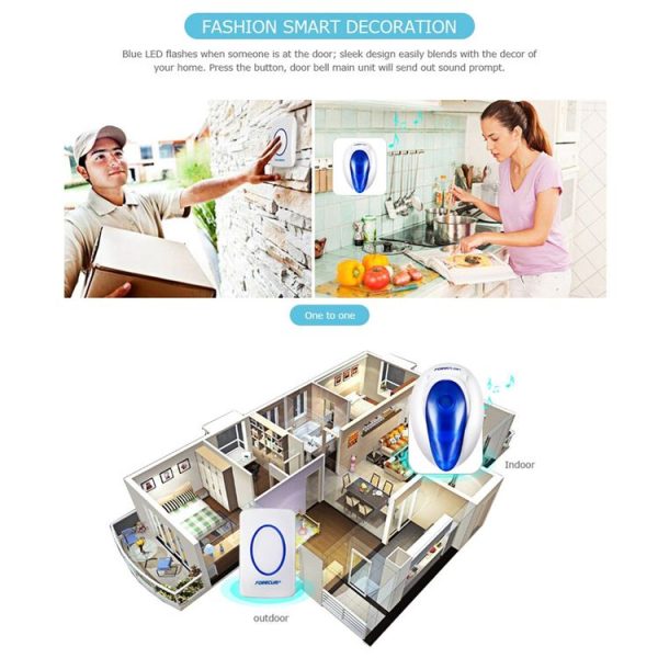 Forecum 7F Wireless Smart Home Doorbell with Dual Receiver, Remote Control Distance: 200m (Open Air), EU Plug - Image 12