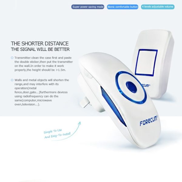 Forecum 8F Wireless Smart Home Doorbell with Dual Receiver, Remote Control Distance: 200m (Open Air), EU Plug - Image 10