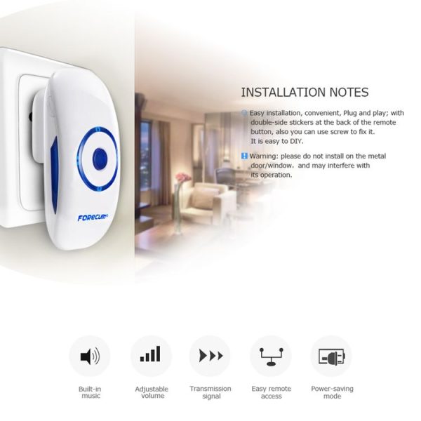 Forecum 8F Wireless Smart Home Doorbell with Dual Receiver, Remote Control Distance: 200m (Open Air), EU Plug - Image 11