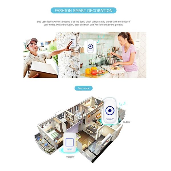 Forecum 8F Wireless Smart Home Doorbell with Dual Receiver, Remote Control Distance: 200m (Open Air), EU Plug - Image 14