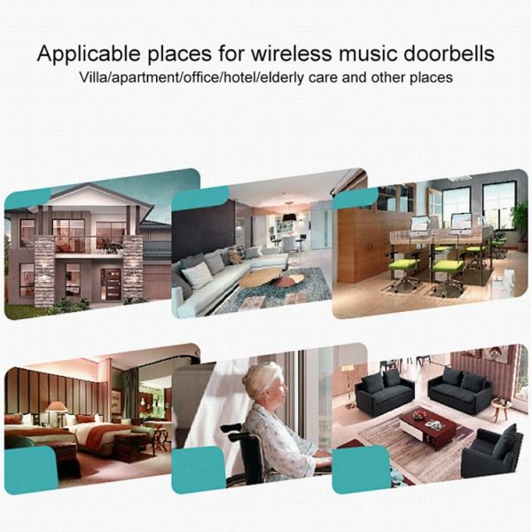 VOYE V006B Home Music Remote Control Wireless Doorbell with 38 Polyphony Sounds (White) - Image 11
